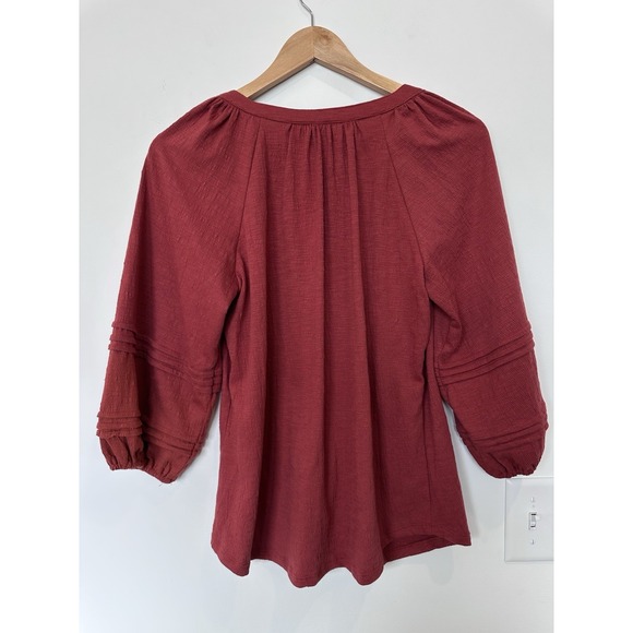 Christopher & Banks Womens Small Rust Colored Orange 3/4 Sleeve Blouse - Picture 2 of 6